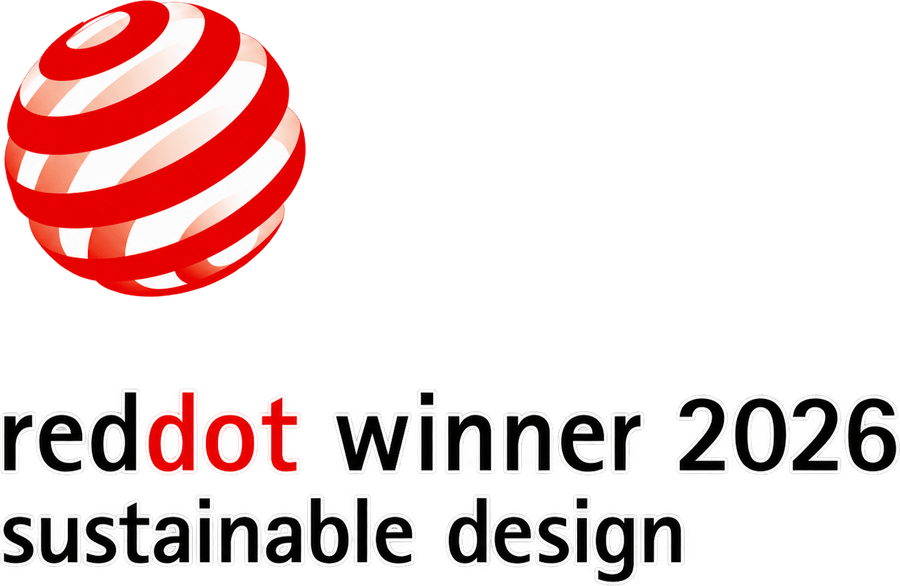 Red Dot Winner 2026 label — Sustainable Design, awarded to Zerobox